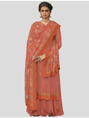 Rust Red Italian Silk Straight Suit with Dupatta small FABSL20010