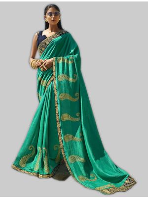 Sea Green Soft Art Silk Designer Saree small FABSA20018