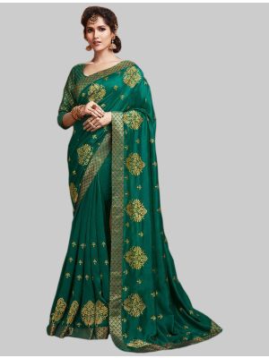 Sea Green Soft Art Silk Designer Saree small FABSA20112