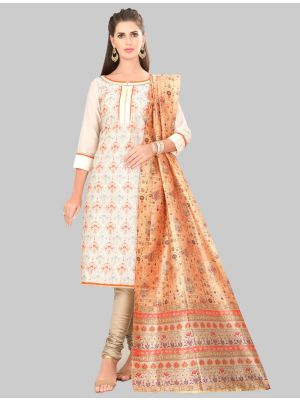 White Chanderi Silk Straight Suit with Dupatta small FABSL20023