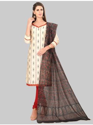 White Chanderi Silk Straight Suit with Dupatta small FABSL20027