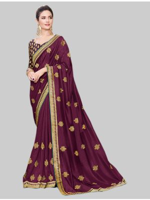 Wine Art Silk Designer Saree small FABSA20102