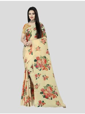 Yellow Satin Silk Designer Saree small FABSA20029