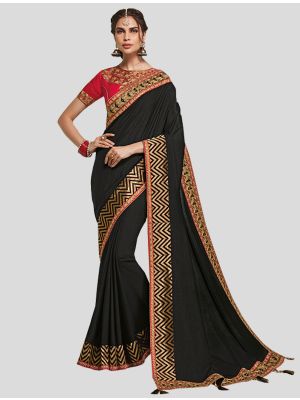 Black Art Silk Designer Saree small FABSA20270