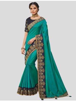 Blue Art Silk Designer Saree small FABSA20273