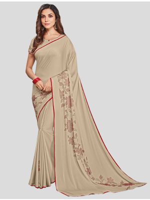 Cream Soft Satin Designer Saree small FABSA20293