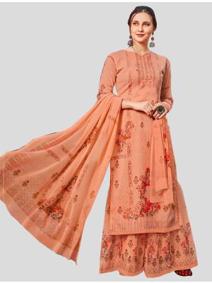 Light Orange Georgette Straight Suit with Dupatta small FABSL20088