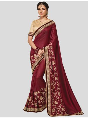 Maroon Art Silk Designer Saree small FABSA20277
