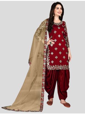Maroon Art Silk Patiala Suit with Dupatta small FABSL20061