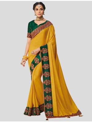 Mustard Yellow Art Silk Designer Saree small FABSA20271