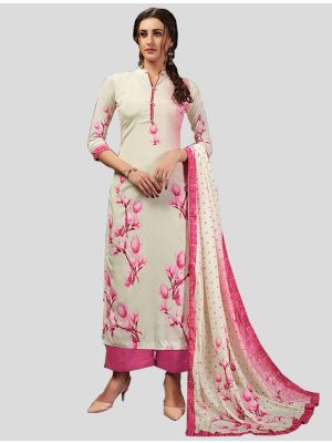 Off-White Crepe Silk Straight Suit with Dupatta small FABSL20085