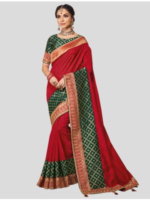 Red Art Silk Designer Saree small FABSA20275