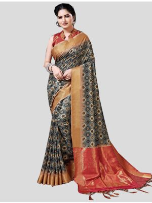 Beige Art Silk Designer Saree small FABSA20377