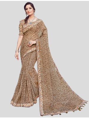 Brown Cotton Silk Designer Saree small FABSA20364