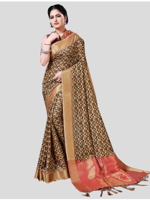Dark Green Art Silk Designer Saree small FABSA20375