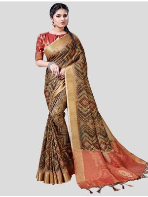 Dark Grey Art Silk Designer Saree small FABSA20372