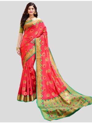 Dark Pink Banarasi Art Silk Designer Saree small FABSA20381