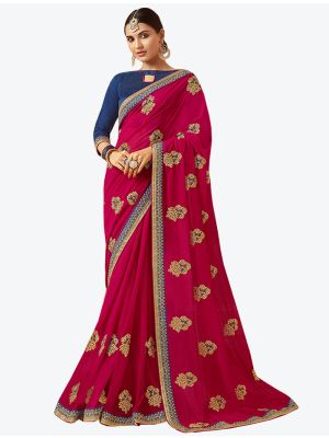 Dark Pink Georgette Designer Saree small FABSA20305