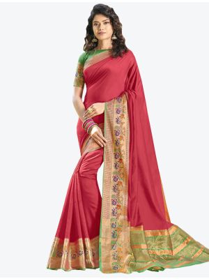 Dark Pink Khadi  Silk Designer Saree small FABSA20307