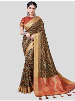 Green Art Silk Designer Saree small FABSA20366