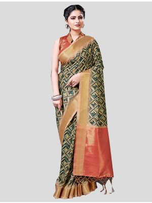 Light Green Art Silk Designer Saree small FABSA20376