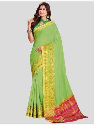 Light Green Khadi Silk Designer Saree small FABSA20348