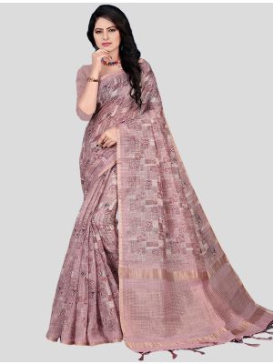 Mauve Cotton Silk Designer Saree small FABSA20391