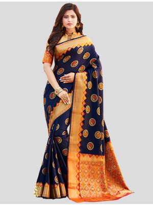 Navy Blue Banarasi Art Silk Designer Saree small FABSA20380