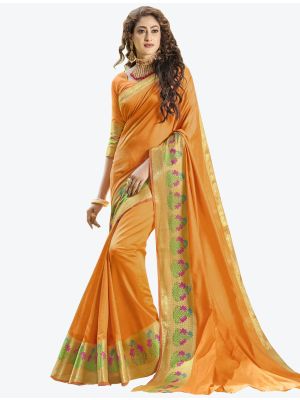 Orange Khadi  Silk Designer Saree small FABSA20306