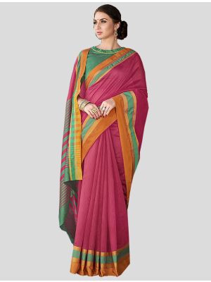Pink Cotton Designer Saree small FABSA20408