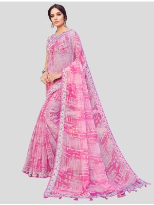 Pink Cotton Silk Designer Saree small FABSA20356