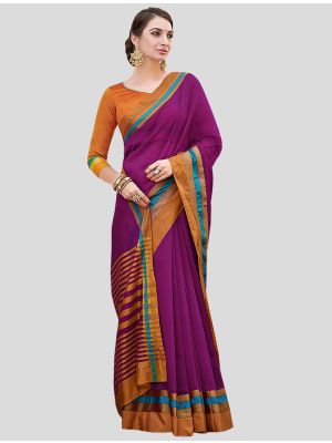 Purple Cotton Designer Saree small FABSA20414