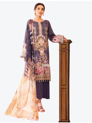 Purple Cotton Satin Straight Suit with Dupatta small FABSL20128