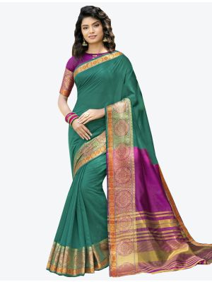 Sea Green Khadi  Silk Designer Saree small FABSA20310