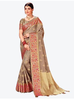 Beige Art Silk Designer Saree small FABSA20470