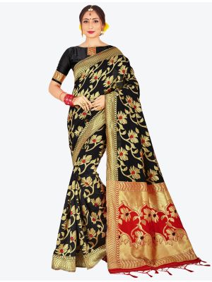 Black Banarasi Art Silk Designer Saree small FABSA20518