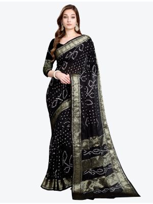 Black Viscose Georgette Designer Saree small FABSA20493