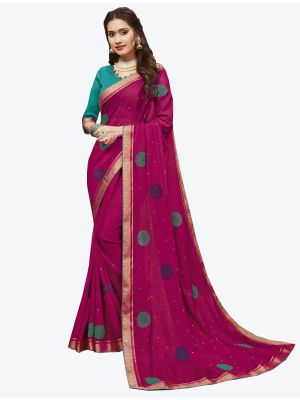 Dark Pink Georgette Designer Saree small FABSA20442