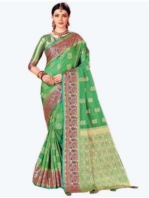 Green Art Silk Designer Saree small FABSA20466