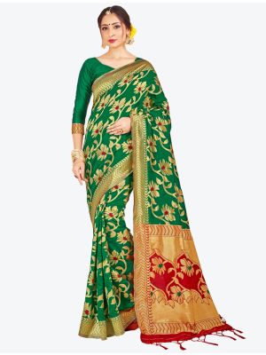 Green Banarasi Art Silk Designer Saree small FABSA20515