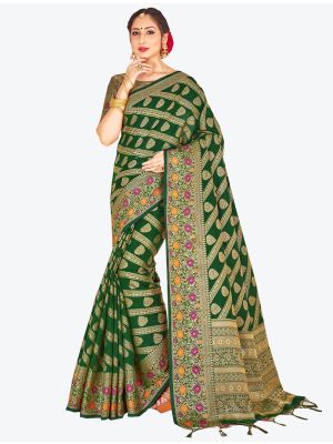 Green Banarasi Art Silk Designer Saree small FABSA20537