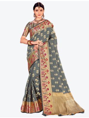 Grey Art Silk Designer Saree small FABSA20469