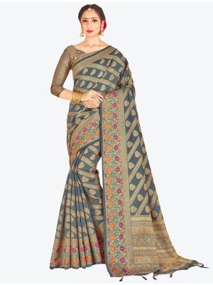 Grey Banarasi Art Silk Designer Saree small FABSA20536