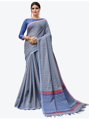 Grey Linen Designer Saree small FABSA20500