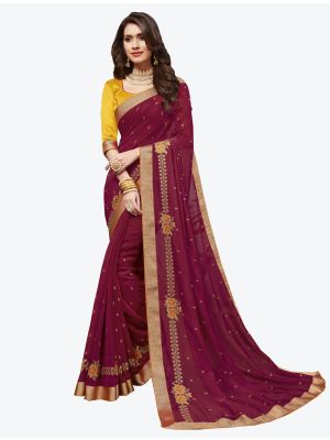 Magenta Pink Georgette Designer Saree small FABSA20432