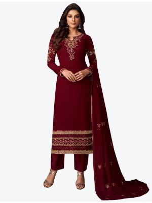Maroon Georgette Straight Suit with Dupatta small FABSL20172