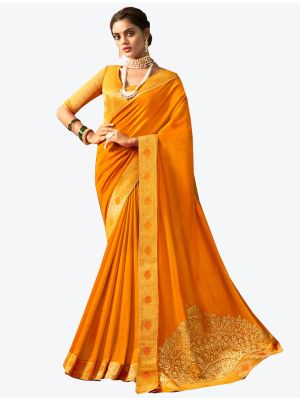 Mustard Yellow Art Silk Designer Saree small FABSA20511