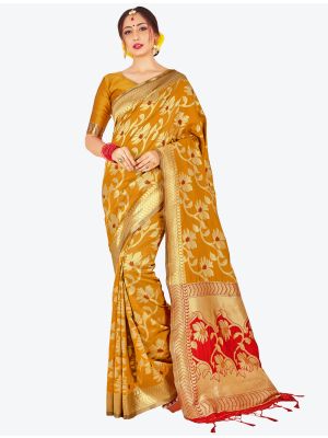 Mustard Yellow Banarasi Art Silk Designer Saree small FABSA20517