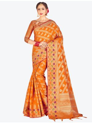 Mustard Yellow Banarasi Art Silk Designer Saree small FABSA20534