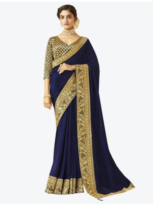 Navy Blue Art Silk Designer Saree small FABSA20529